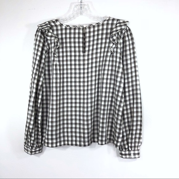 ❌SOLD❌LOFT Plaid Ruffle Top - Picture 7 of 8